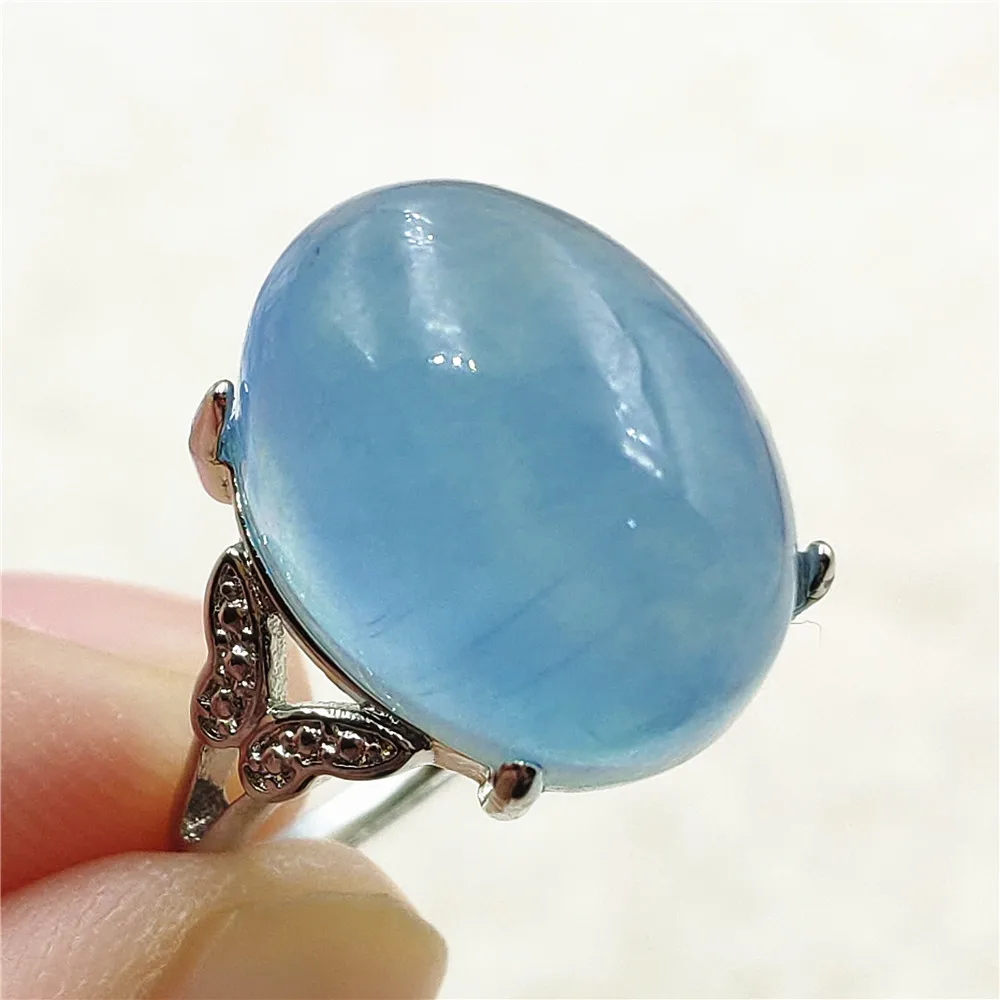 jewellery shop near me Genuine Natural Blue Aquamarine Clear Oval Ring Adjustable Crystal Size 925 Silver Aquamarine Ring Gemstone AAAAA nose pin