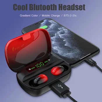 

TWS Bluetooth 5.0 Earphone Wirless Headphones 9D stereo earphone Gaming headphones waterproof gradient shell LED Smart Power