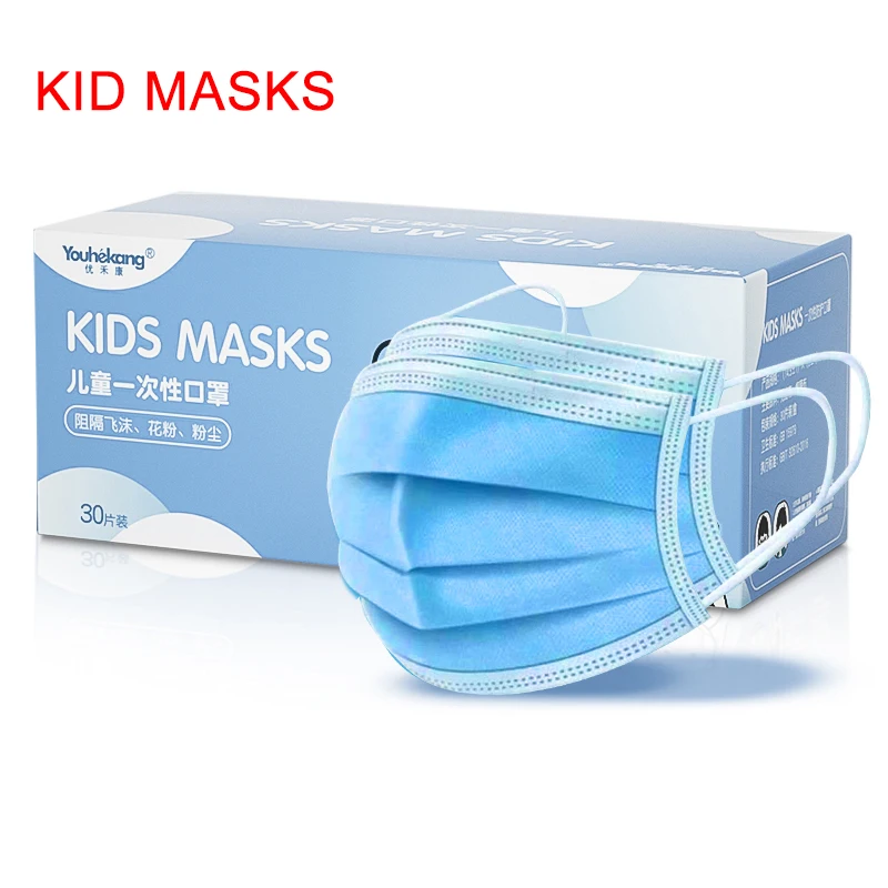 

30 pcs/box Children Face Mask Disposable Tapabocas Child Dust Mask Hygiene Face Mask Ear Loop Non Woven Protective Safety Mask