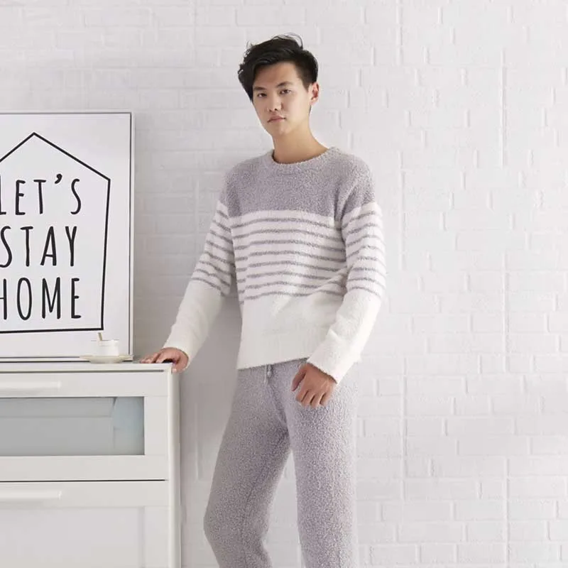 Head comfortable home wear men's home suit bamboo yarn stripe men's home wear