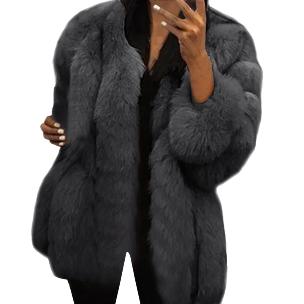 Женское пальто из искусственного меха, зимнее роскошное высококачественное плотное Женское пальто, теплое, плюс размер, плюшевая меховая женская куртка, пальто, верхняя одежда, 5XL - Цвет: Gray