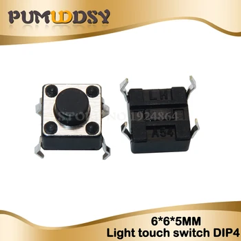 

100pcs button Touch switch 6*6*5 keys button DIP 4pin 6*6*5mm Light touch switch DIP4 /OFF Touch 6x6x5 High quality