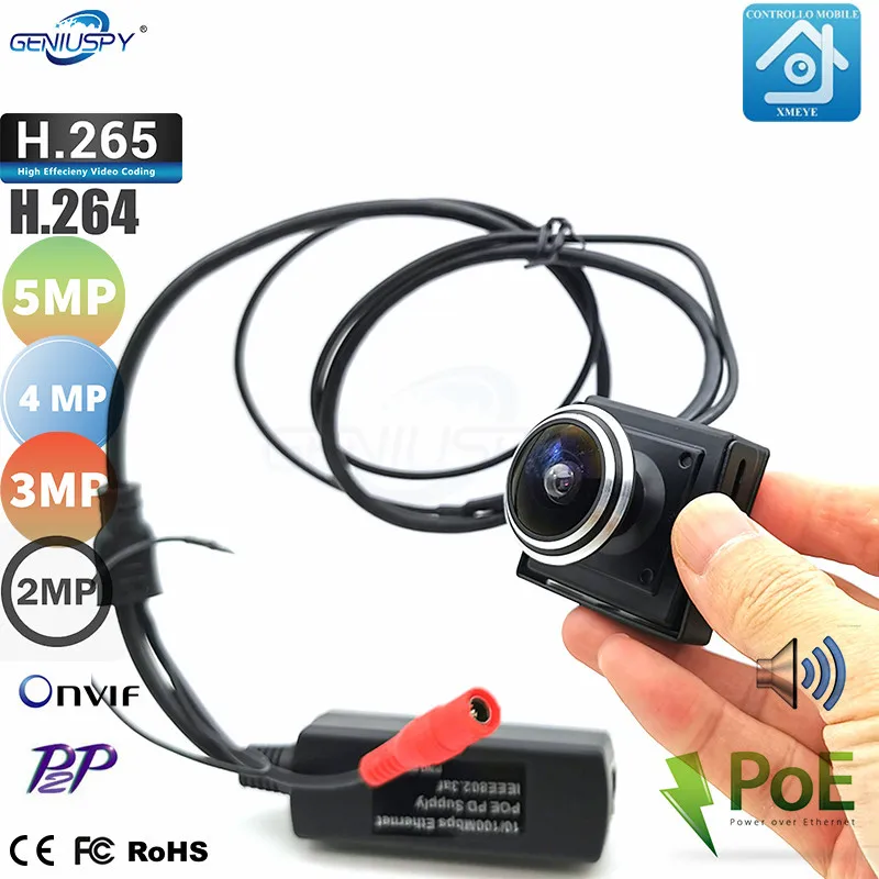 HD 2MP 1080P IP Network H.264 Onvif Mini Fish Eye Lens Wide Angle Camera POE P2P
