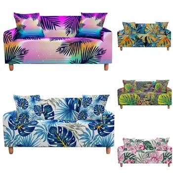

Landscape Tropical Leaves Elastic Sofa Cover for Living Room Corner Stretch Slipcover Couch Cover tramo funda de sofá mariposa