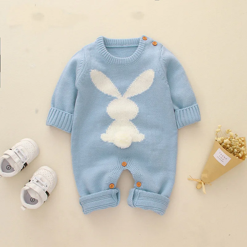 Детский комбинезон; комбинезон для мальчиков и девочек; сезон осень-зима; хлопковый свитер с кроликом; комбинезон; теплая хлопковая одежда для новорожденных