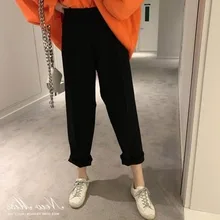 

Thick Wide Leg Casual Solid Autumn Fashion Female Ankle-Length Pants 2021 Winter Women Loose Pants Straight Knitting Trousers