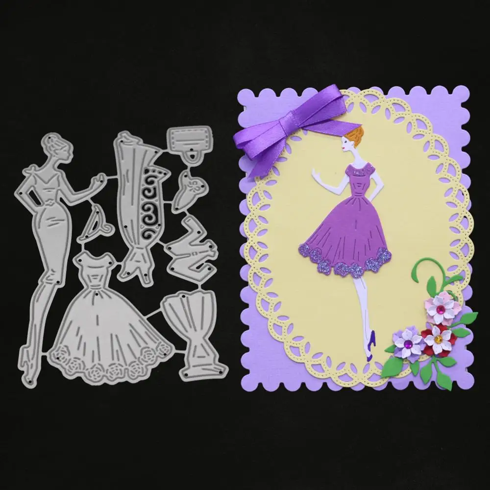 Yinise Scrapbook Fustelle In Metallo Per Scrapbooking Stencil Nice Girl Woman Paper Album Cards Making Goffratura Fustellatura Cutter