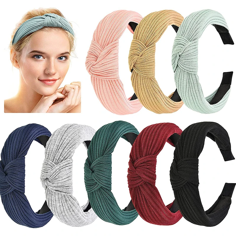 Solid Soft Knotted Headband Women Hairbands For Lady Turban Bezel Wide Simple Hair Hoop Girls Hair Accessories Headwear designer hair clips