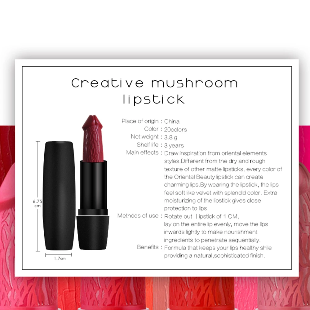 Mushroom Head Shaped Lipstick Professional Rouge Matte Lipstick Easy to carry Lips Makeup Long Lasting Moisture Beauty Lips Mushroom Head Shaped Lipstick Professional Rouge Matte Lipstick Easy to carry Lips Makeup Long Lasting Moisture Beauty Lips