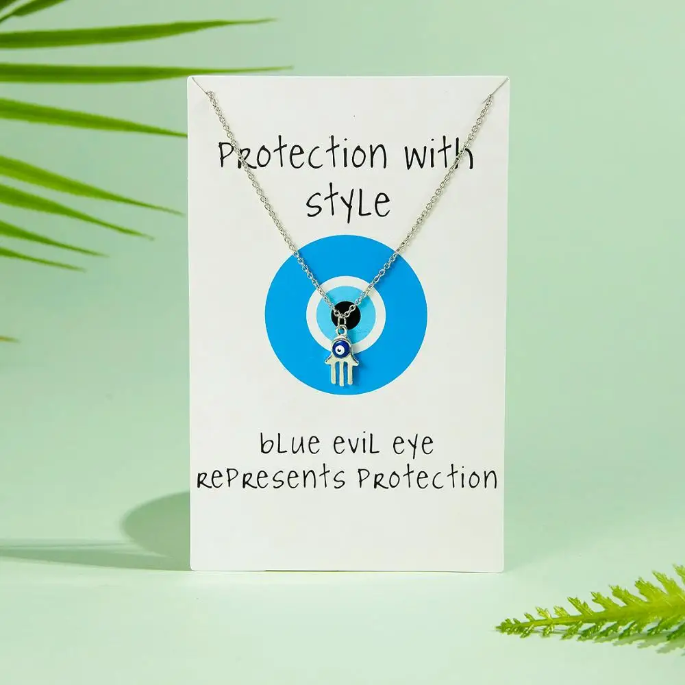Belleper злой турецкий глаз ожерелье для женщин Голубой Глаз Хамса рука Ожерелье Серебряная с золотом цепь ожерелье минималистическое колье ювелирные изделия на удачу