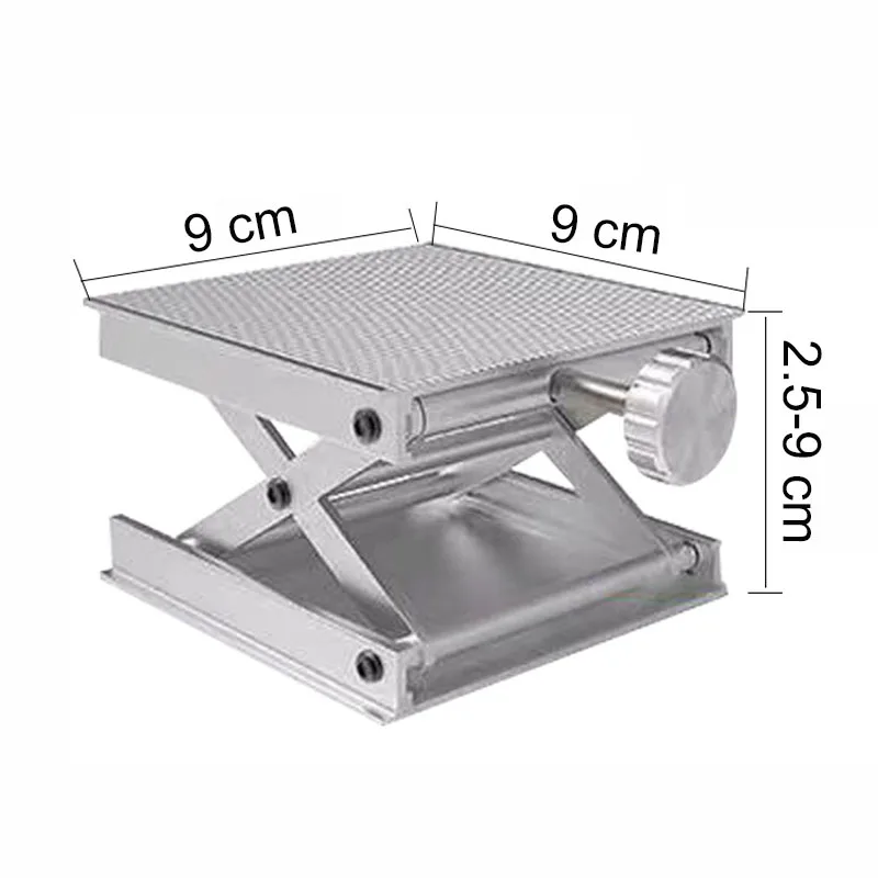 90x90mm Lifting Platform Spirit Level Lift Bracket 25-90mm Height Adjustable Universal Metal Stand for Floor Stick Laboratory