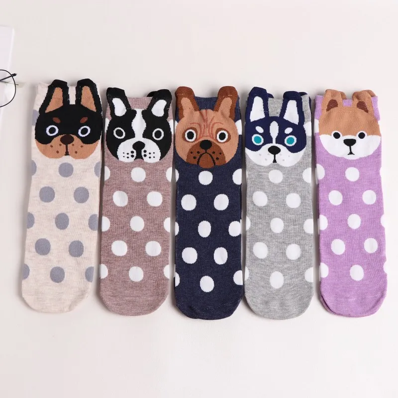 5 Pair Women Christmas Socks Rabbit Cute Cotton Cartoon Casual Funny Socks Comfortable Japanese Harajuku Kitten Acrylic New - Цвет: 01