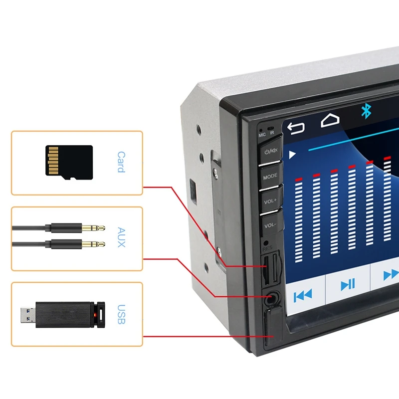 2 Din Car Multimedia Player Car Radio Bluetooth Mirrorlink HD Press Radio Mp5 Player Usb AUX Audio Stereo 7082