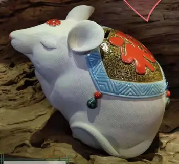

Rat piggy bank into mouse New Year goods shiwan ceramic doll High-end luxury Animal Sculpture statue crafts gift room decoration