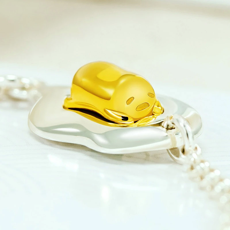 

Anime Yellow Lazy Egg Gudetama 925 Sterling Silver Bracelets Accessories Cosplay Hand Chain Bracelet Xmas New Year Gift Prop