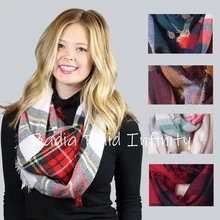 Хит, зимний шикарный вязаный акриловый женский клетчатый шарф в клетку тартан, клетчатый шарф в клетку, Красный клетчатый шарф в клетку буйвола