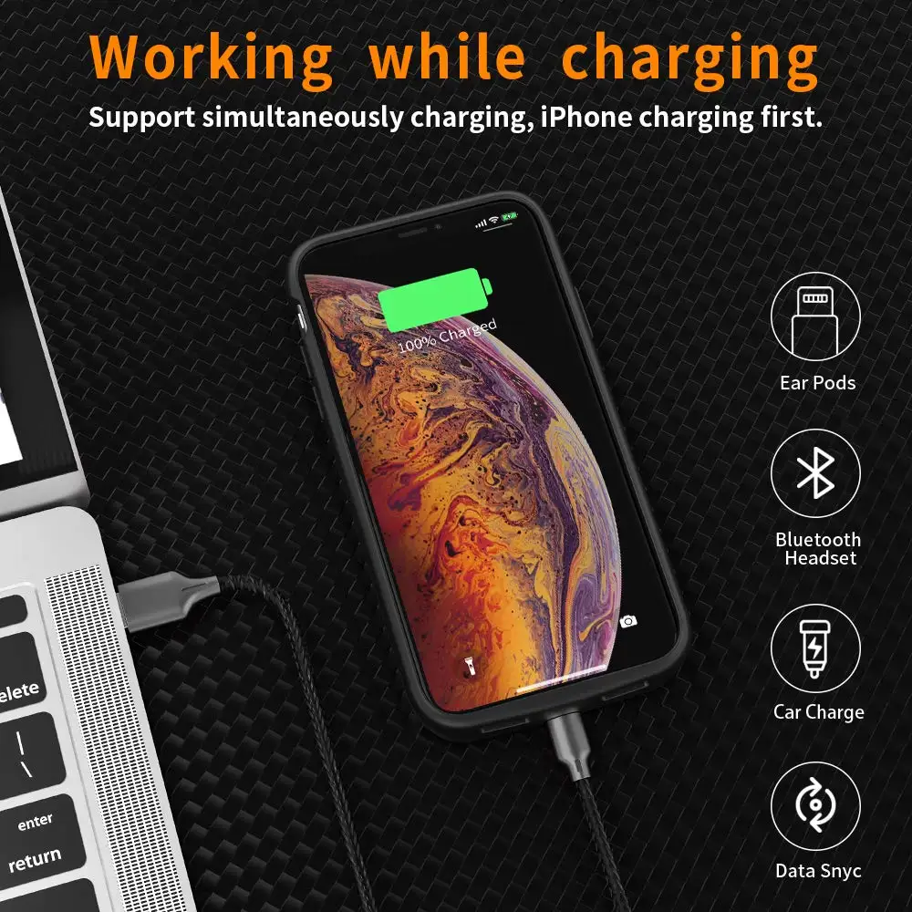 Чехол для аккумулятора для iPhone Xs Max, 10000 мАч чехол для зарядки аккумулятора для iPhone Xs Max, чехол для питания, защитный чехол для резервного копирования