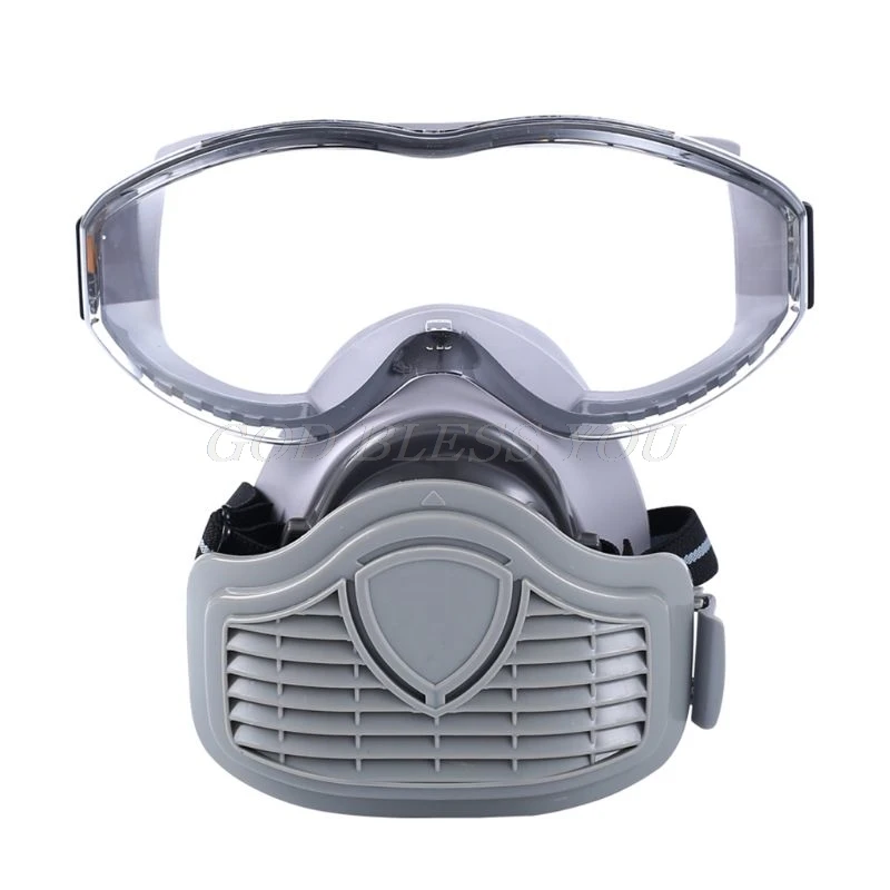 

1 Set 1Set Dustproof Respirator Filter Half Face Mask Protective Facepiece with Safety Glasses for Carpenter Builder Polishing