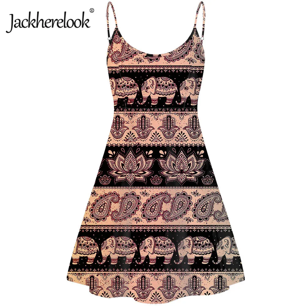 Элегантное женское платье Jackherelook Elephant Hansa с рисунком лотоса сексуальное открытой