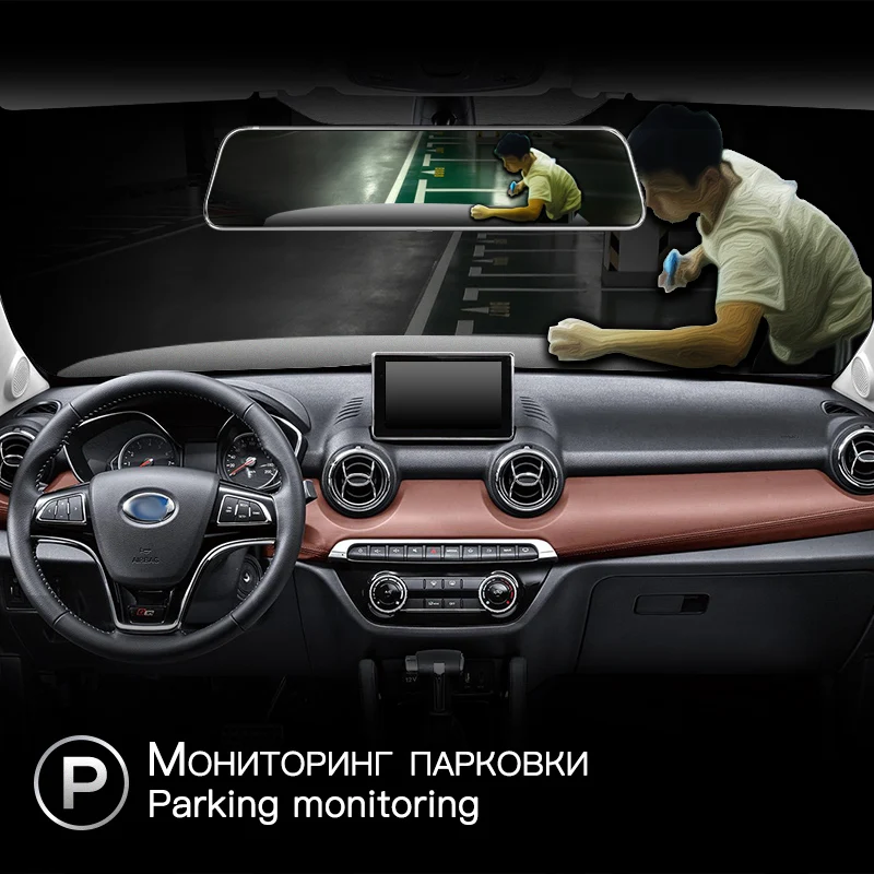  JADO 2019 G840 12-inch Streaming RearView Mirror Car Dvr Camera Dashcam FHD Dual 1080P Lens Driving