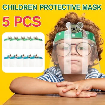 

5PCS Kids Full Face Shield Mask Protective Visor Face Mask Plastic Anti Splash Anti saliva Dust-proof Full Face Cover