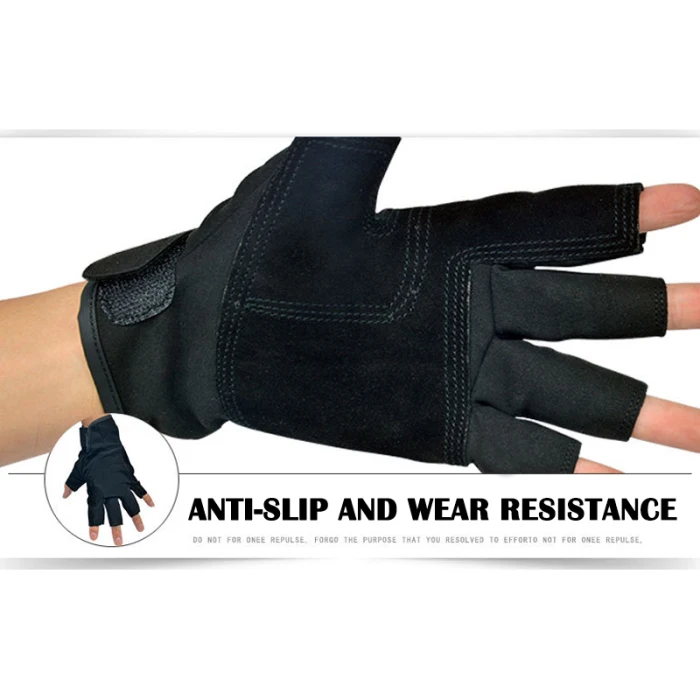Newly 1 Pair Tactical Leather Gloves Half Finger Wear-resistant Anti-slip Gloves for Outdoor