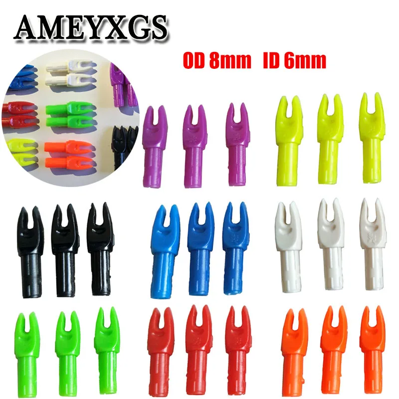 

50/100pc Archery Arrow Nock Insert OD8mm ID6mm Arrow Tails Plastic Arrow Nock Hunting Slingshot Shooting Bow And Arrow Accessory