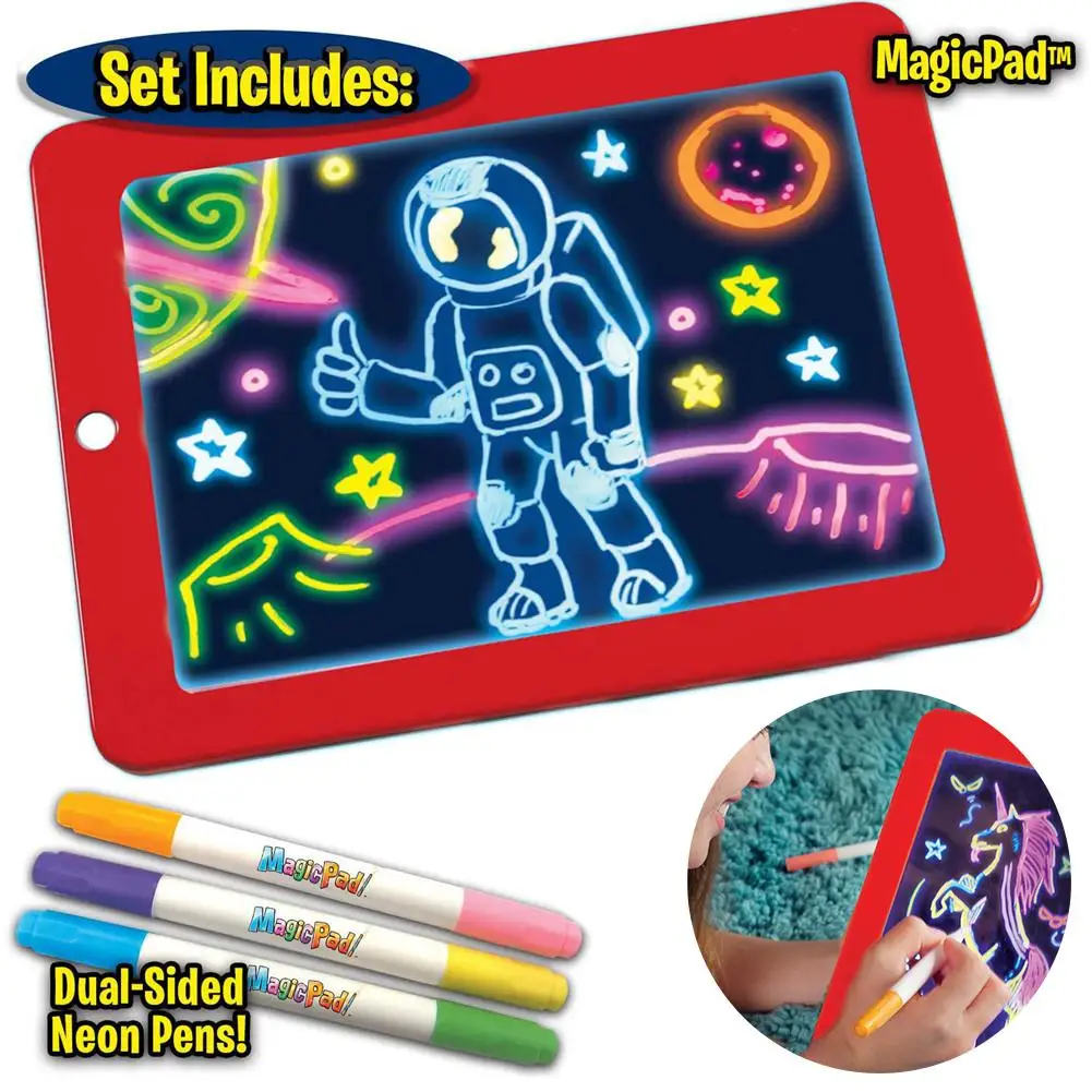 

3D Magic Pad LED Writing Board For Plastic Creative Art Magic Board With Pen Brush Children Clipboard Educational Set gift