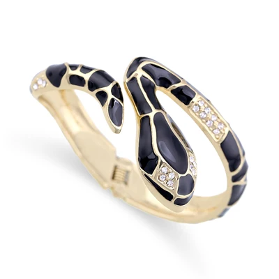 Стиль животного браслет в форме змеи для женщин для девочек эффектный Браслет-манжета 3 цвета золотой браслет модный браслет - Окраска металла: Black