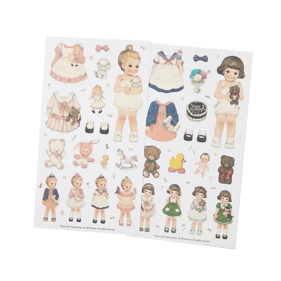 

6pcs/pack Kawaii Dolls Change Clothes Paper Sticker Set Note Sticker School Gift Stationery