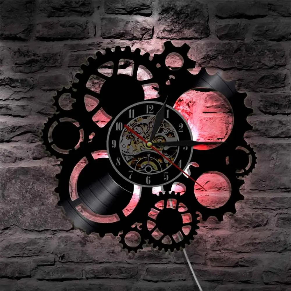 Steampunk Wall Decor Wall Clock Victorian Industrial Steampunk Gears Vinyl  Record Wall Clock Gears And Cogs Decorative Clock - Wall Clocks - AliExpress