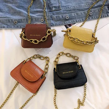 

Mini fashion chain shoulder bag stone pattern retro chain handbag small personalized coin purse wild style womens handbags