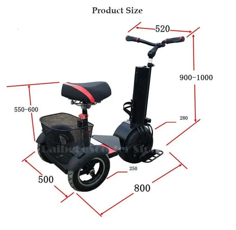 Daibot 3 Wheel Electric Scooter Self Balancing Scooters 10 Inch 500W 60V Portable Electric Unicycle Scooter For Adults           (5)
