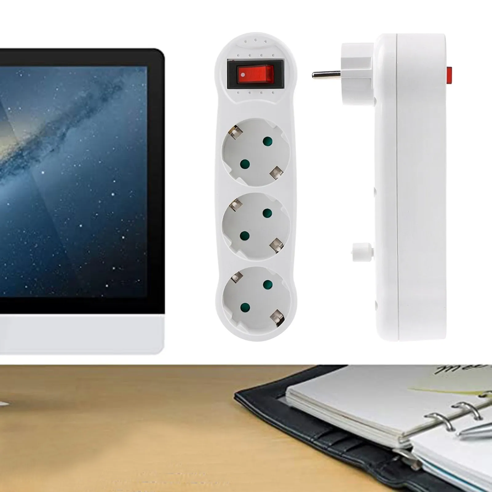 European Standard Three Socket Round Plug 3 Hole With Switch On Off Extension Adapter Power Strip Drop/ship | Обустройство дома