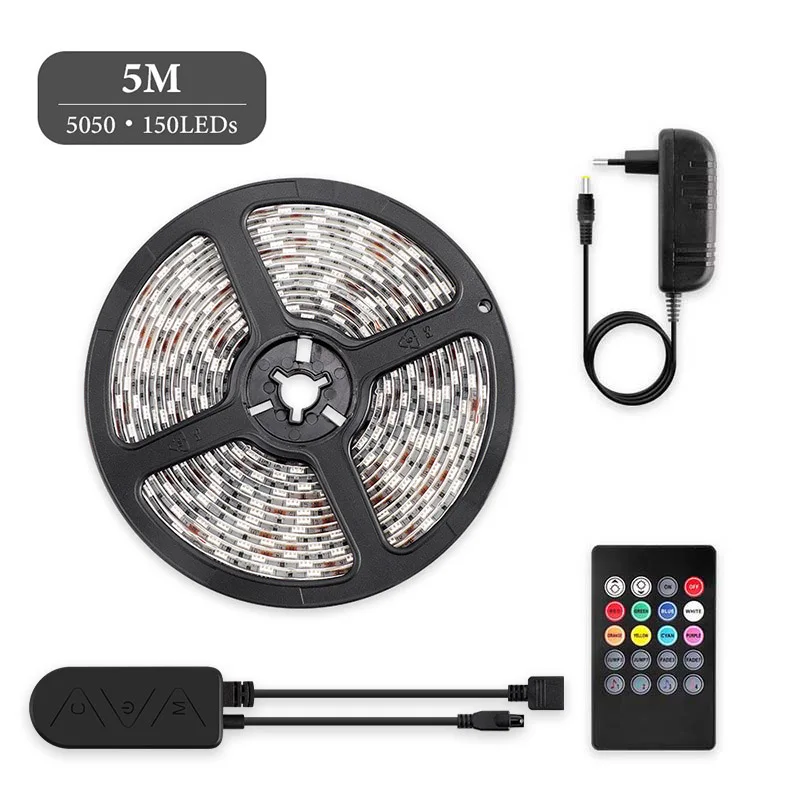 5050 5M 150LEDs SMD5050 2835 DC12V Светодиодный светильник гибкая лента RGB полоса водонепроницаемый светодиодный светильник 5 м Bluetooth APP контроллер адаптер Комплект - Испускаемый цвет: 5050 5M 150LEDs