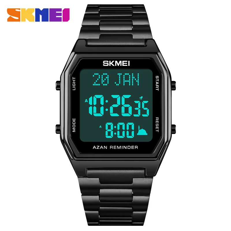 Skmei 1763 Muslim Azan Clock Watch For Prayer With Qibla Compass Adhan  Alarm Hijri Calendar Islamic Al Harameen Watch Men - Digital Wristwatches -  AliExpress