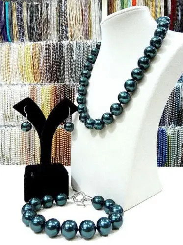 12mm Black South Sea shell pearl necklace bracelet earrings set AAA style Fine Noble real Natural | Украшения и аксессуары