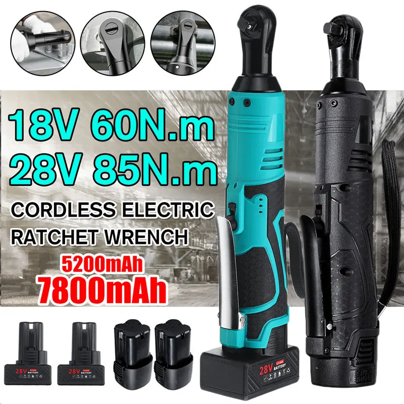 Electric Wrench 18V/28V Cordless Ratchet Rechargeable Scaffolding Right Angle 3/8&quot with 1/2 Battery Charger Power Tool | Инструменты