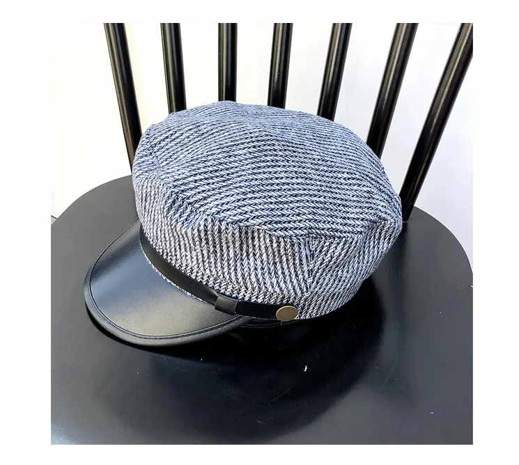 Новая модная кепка в стиле милитари, осенне-зимняя восьмиугольная кепка, берет из искусственной кожи, женская кепка газетчика