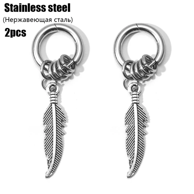 Fashion Men's Stainless Steel Cross Pendant Cartilage Drop Dangle Earrings Punk Jewelry for Cool Women Girl Friendship Gifts AR103