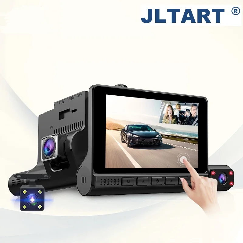 Car DVR 3 Cameras Lens 4.0 Inch Touch HD Dash camera way car Dual With Rear View Camera Video Recorder Auto Cam | Автомобили и