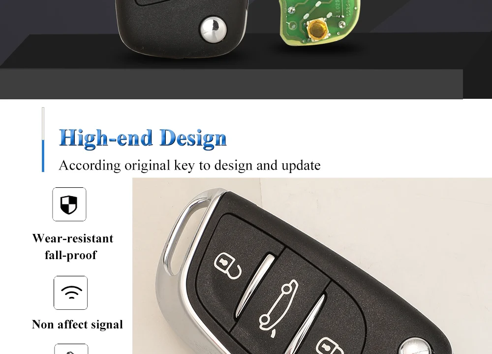 Keyforkess 3 pulsanti originali 433.92Mhz FSK ID46 PCF7941 Chip pieghevole Flip Car Key per Citroen DS3 DS4 DS5 C4L C4 telecomando automatico - H81ccc753eb5f4c0e98cdc30cae800a569