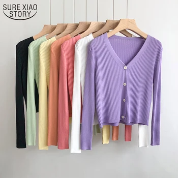 

Autumn Winter Women Sweater Cardigans V Neck Knit Cardigans Long Sleeve Vintage Sweater Women Jumpers Korean Pull Femme 10941