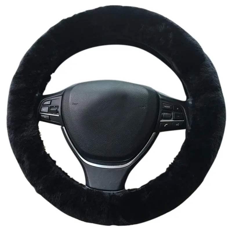 Универсальные зимние Плюшевые Чехлы рулевого колеса автомобиля из искусственного меха для ручного тормоза и шестеренки, набор аксессуаров для салона автомобиля 38 см