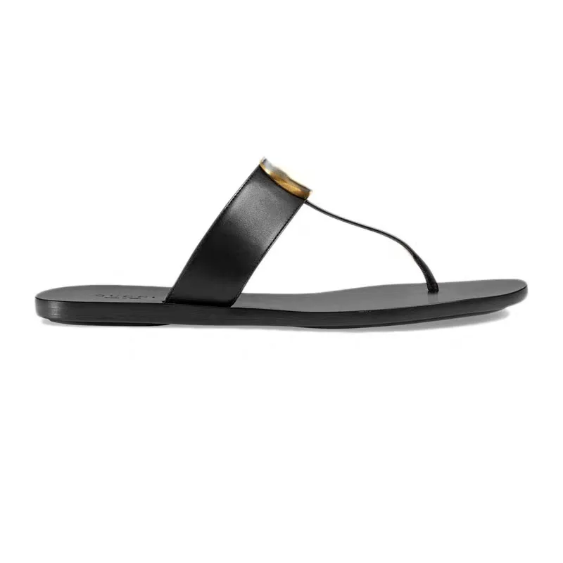 

Summer Luxury Shoes Woman Designer Slides Metal Decoration Travel Vacation Flip-flops Outdoor Shoes Flat Non-slip Beach Sandals