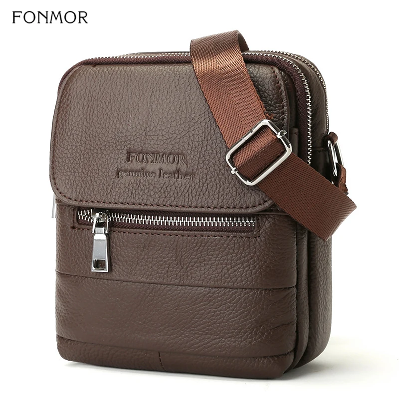 

Fonmor Fashion Genuine Leather Men's Messenger Bags Crossbody Shoulder Bag Male Large Capacity Single Shoulder Zip Bag For Man