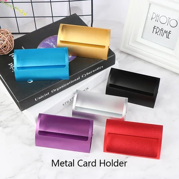 

1Pc Metal Display Stand Card Holder New Metallic Desktop Business Card Holder Desk Shelf Box DropShipping Storage