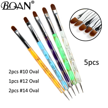 

BQAN 5pcs Double #10#12#14 Oval Nail Brush Head Nail Art Dotting Pens Nail Polish Pen Brush Nail Tools Drill Point Pen Dot