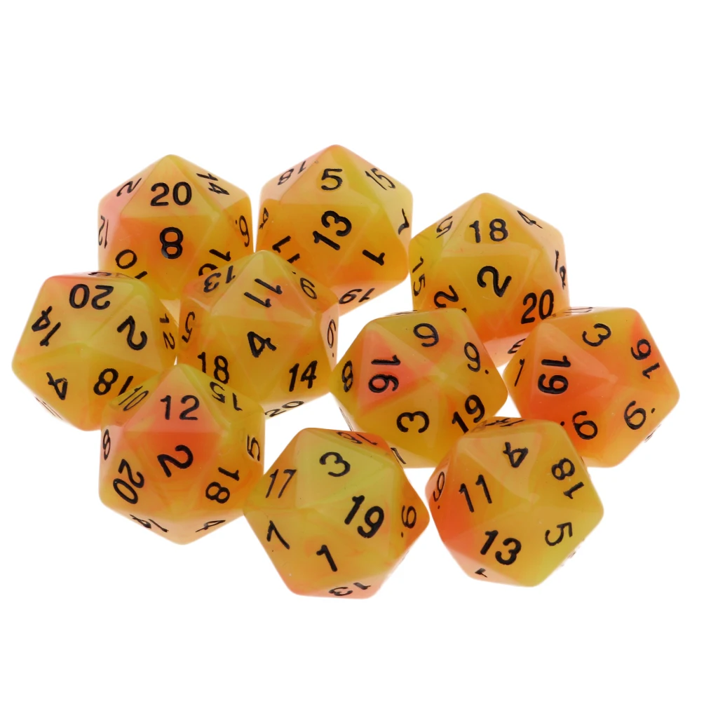 10PCS Night Luminous Dice Role Playing Game D20 Dice for Dungeons &Dragons DND Role Playing Game Dices