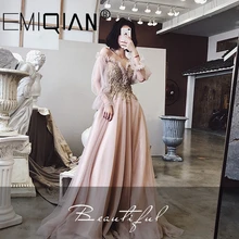 Феи пышные рукава тюль выпускные платья, сексуальные Spagetti ремень жабо декольте Формальное вечернее платье, кружева вечернее платье